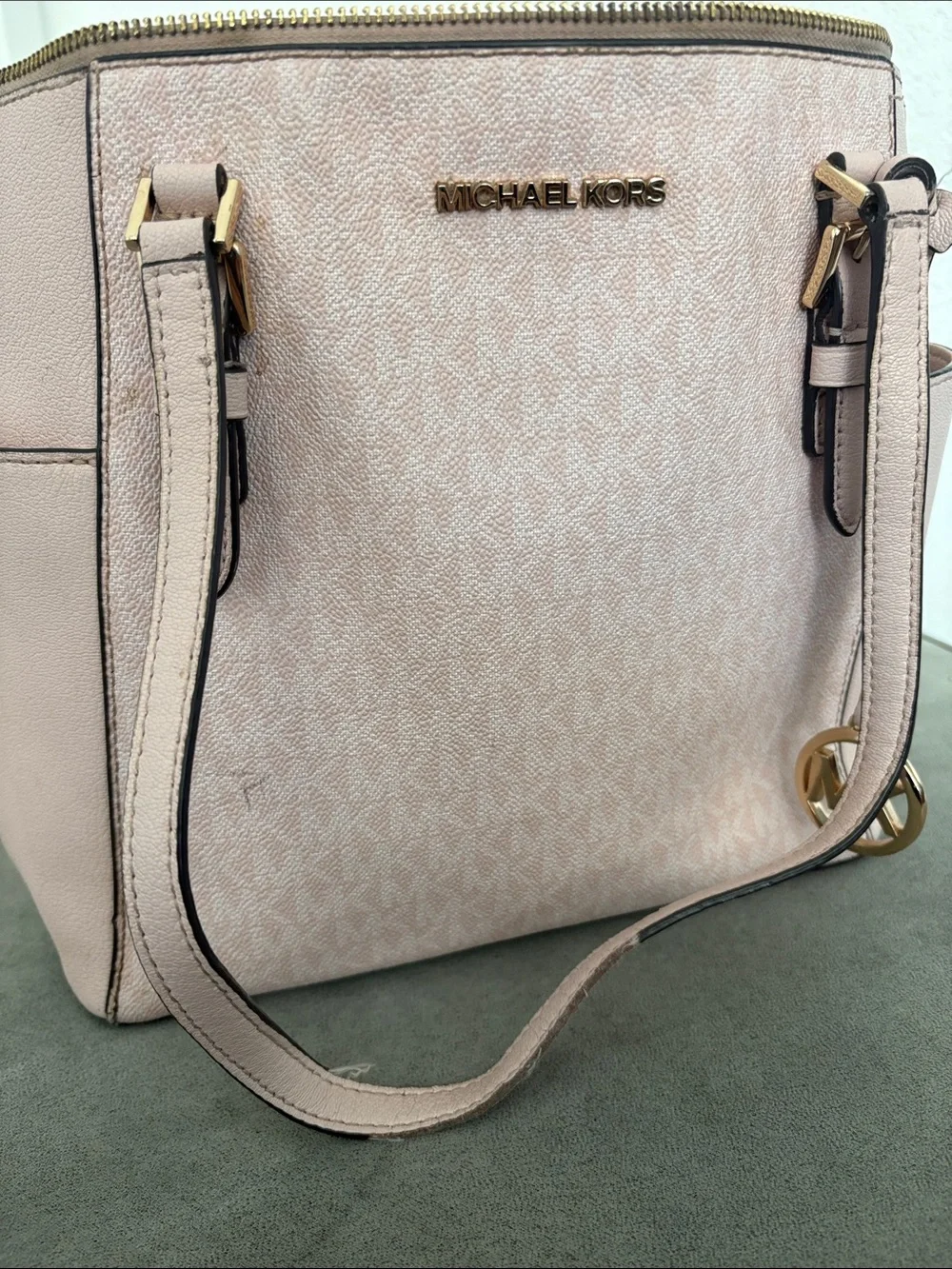 Michael Kors Pink Signature Tote with Gold Accents